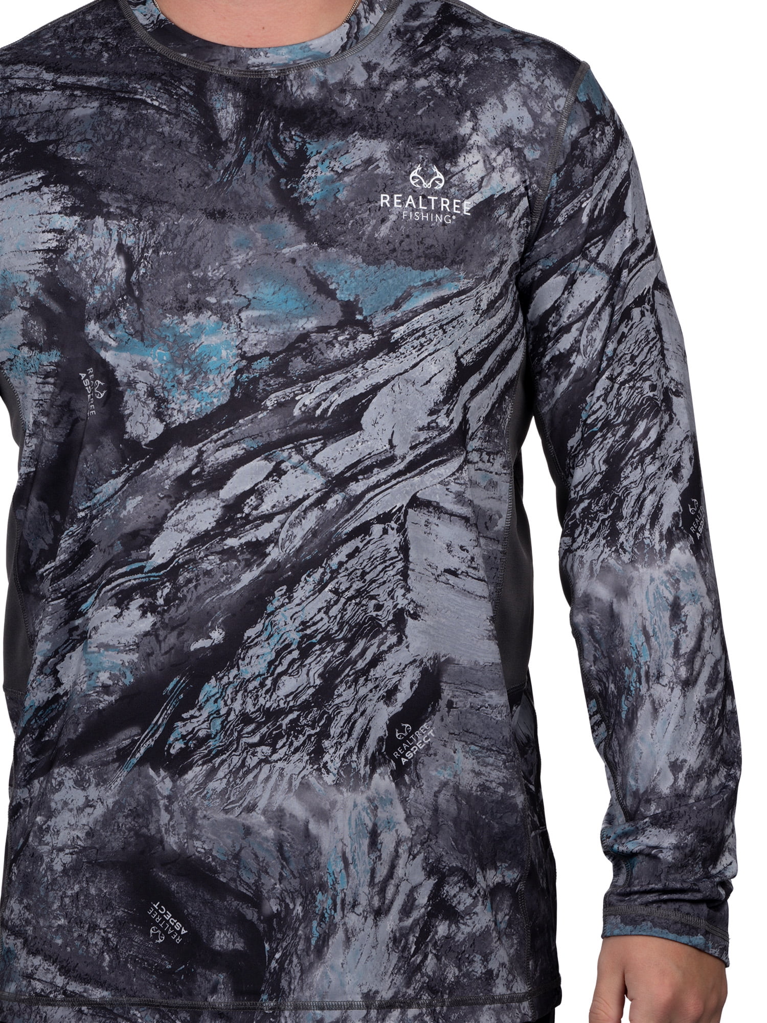 Realtree Mens Long Sleeve Jersey Recycled Polyester Reversible UPF Scent Control Black Pearl Performance Tee- S