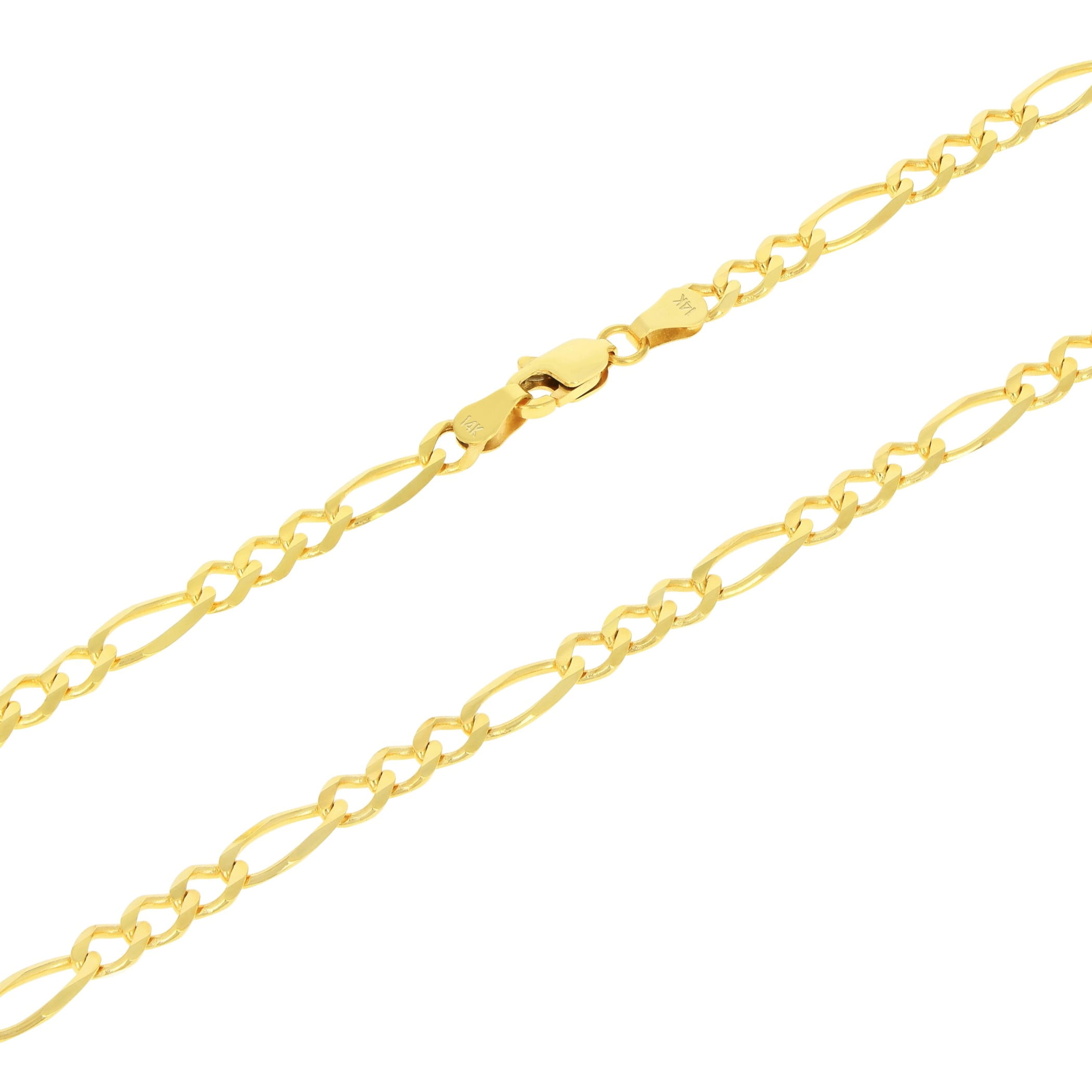 Nuragold 14k Real Yellow Gold Solid Figaro Link 4.5mm Chain Bracelet (7"-9") Italian Jewelry for Men & Women