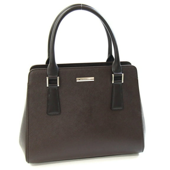 Pre-Owned Burberry handbag in dark brown leather with Nova check pattern for women. (Good)