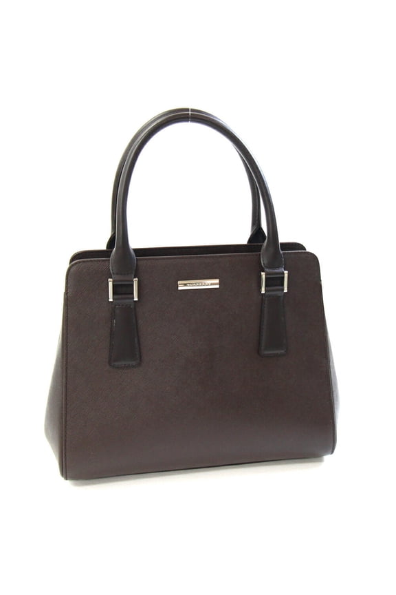 Pre-Owned Burberry handbag in dark brown leather with Nova check pattern for women. (Good)