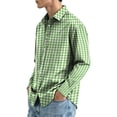 thumbnail image 4 of Lightweight Wrinkle Resistant Gingham Plaid Long Sleeve Shirt for Men Button Down Regular Fit 4 Way Stretch Lapel Collar Office Business Casual Weekend Wear L, 4 of 6