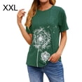 thumbnail image 1 of Camiseta Cuello Redondo Estampado Mujer Tops Poliéster Manga corta Paño de verano, Verde, XXL tholdsy AP002414-10, 1 of 7