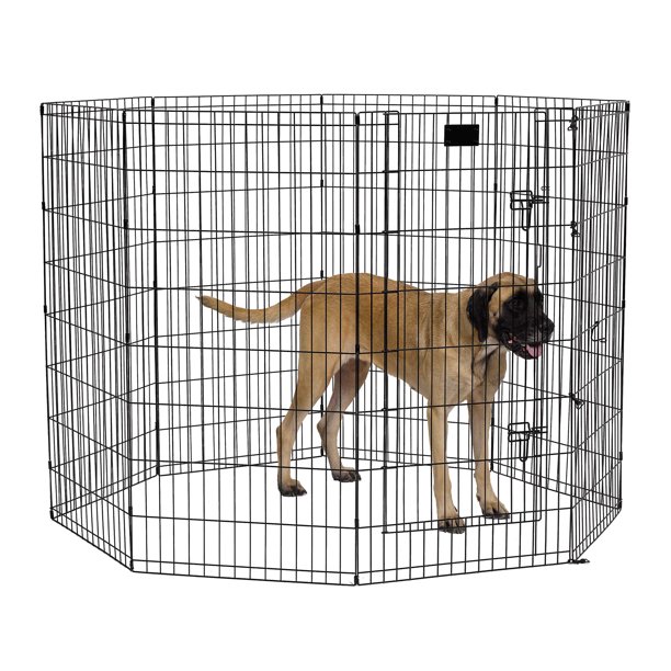 Midwest Foldable Metal Exercise Pet Playpen With Door Black 24 W X 48 H Walmart Com Walmart Com