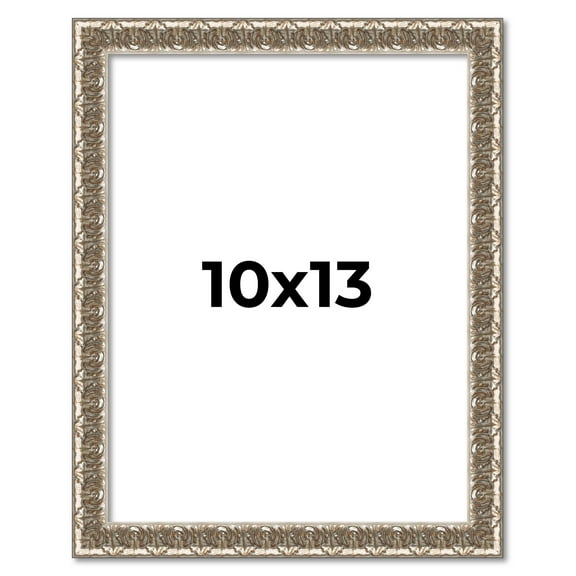 10x13 Frame Silver Versailles Ornate Solid Wood Picture Frame | 1 Inch Moulding Width | Interior