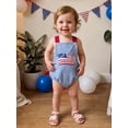 thumbnail image 3 of BemeyourBBs Newborn Baby Boy Girl 4th of July Outfit Patriot Independent Day Clothes Summer Bubble Romper Sleeveless Stripes Embroidery Flag Fourth of July Bodysuit Overalls Playsuit Jumpsuit, 3 of 9