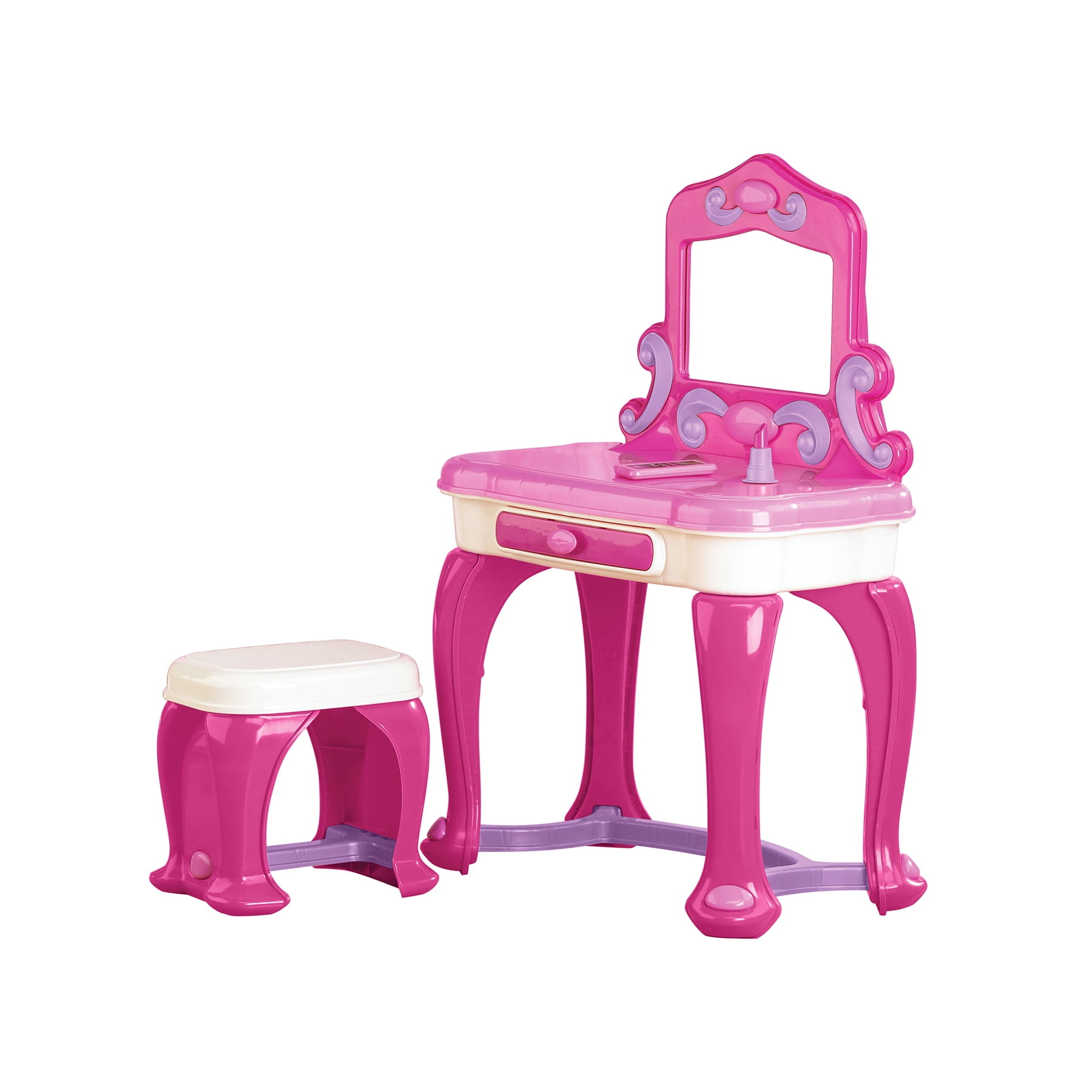 American Plastic Toys Kids My Very Own Pink Deluxe Vanity Play Set with Mirror Unisex Indoor & Outdoor Toy for Kids
