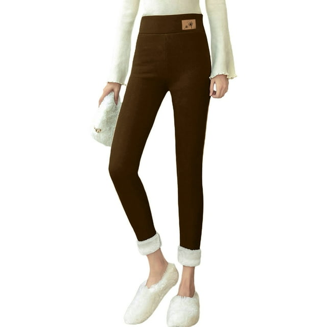 Gibobby Pantalones de invierno para mujeres Pantalones térmicos de invierno para mujer, capris térmicos, pantalones de entrenamiento(Marrón,XG)