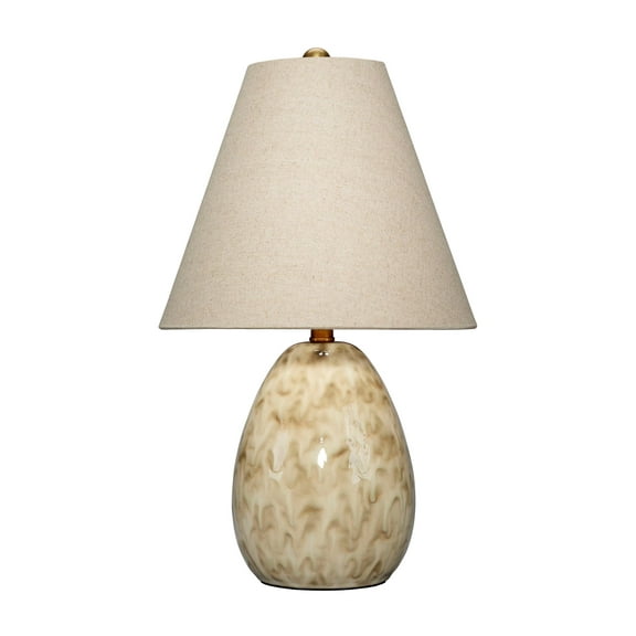 J&D Designs Raindrop Ceramic Table Lamp with Linen Shade Off White