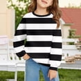 thumbnail image 2 of VNKIDY Girls Boys Sweatshirts Kids Color Block Striped Long Sleeve Pullover Crewneck Loose Fit Athletic Top For Casual Daily Outdoor Activities Leisure Top Black 6-7 Years, 2 of 4