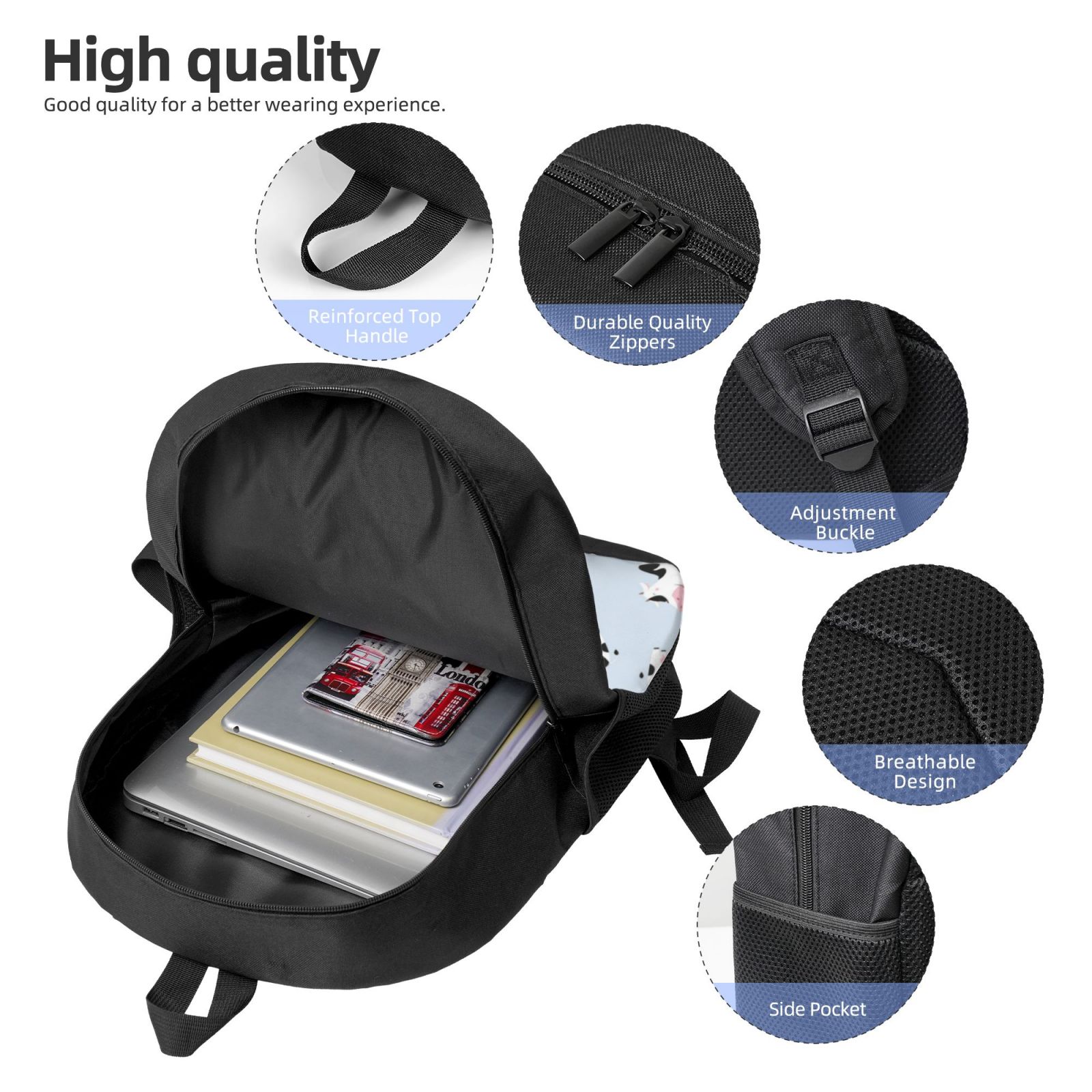 Xecao Cute Farm Cow print Travel Backpack, Large Computer Backpack for Men Women, College School Rucksack Book Bag