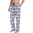 thumbnail image 5 of Men's Pajama Pants with Pockets Sleepwear Lounge Pants Stretch Casual Blue Ship Anchors in Squares, 5 of 7