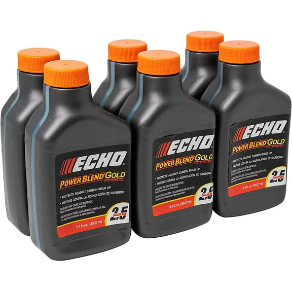 6 Pack of Echo PowerBlend Gold 2-Stroke Engine Oil 6.4 oz Bottle 50:1 Mix for 2.5 Gallons 6450025S-6PK