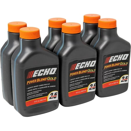 6 Pack of Echo PowerBlend Gold 2-Stroke Engine Oil 6.4 oz Bottle 50:1 Mix for 2.5 Gallons 6450025S-6PK