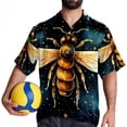 thumbnail image 4 of Starry Bees in the Sky Men's Short Sleeve Spread Collar Tops, Casual Button Down Shirts, Printed Summer Beach Shirts, Unisex, 4 of 6