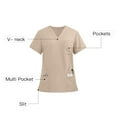 thumbnail image 4 of YLSDY Men’s Scrub Top Justin V-Neck Modern Fit with Chest & Sleeve Pocket, Easy Care Stretch Fabric Short Sleeve Shirts Khaki M, 4 of 9