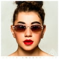 thumbnail image 4 of Luxury Rimless OG Fancy Narrow Oval Metal Rim Hustler Fashion Sunglasses Gold - Black, 4 of 10