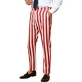 thumbnail image 4 of INSPIRE CHIC Striped Dress Pants for Men's Big & Tall Flat Front Business Trousers 34 Red White, 4 of 4
