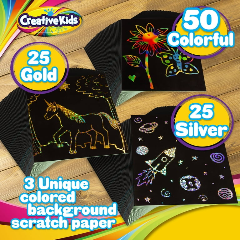 30Pcs Scratch Paper Art Set for Kids, Black Coated Scratchboard