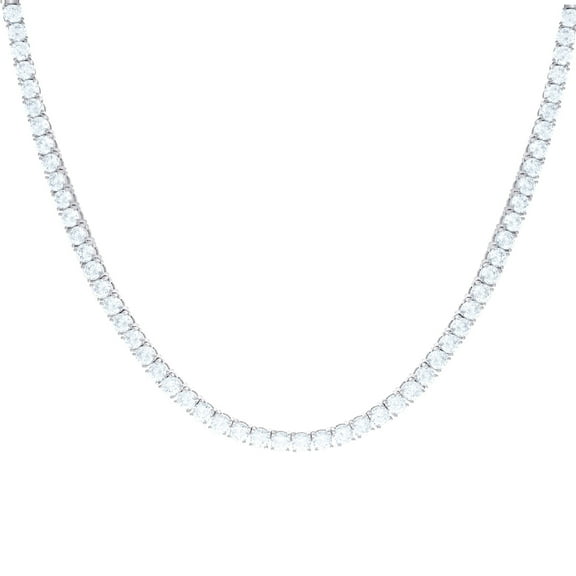 925 Sterling Silver Mens Womens Unisex 4mm 16 Inch Cubic Zirconia Tennis Fashion Chain Necklace for Men