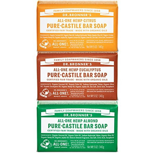 Dr. Bronner's Magic Soaps PureCastile Soap, Variety Pack, 5Ounce Bars