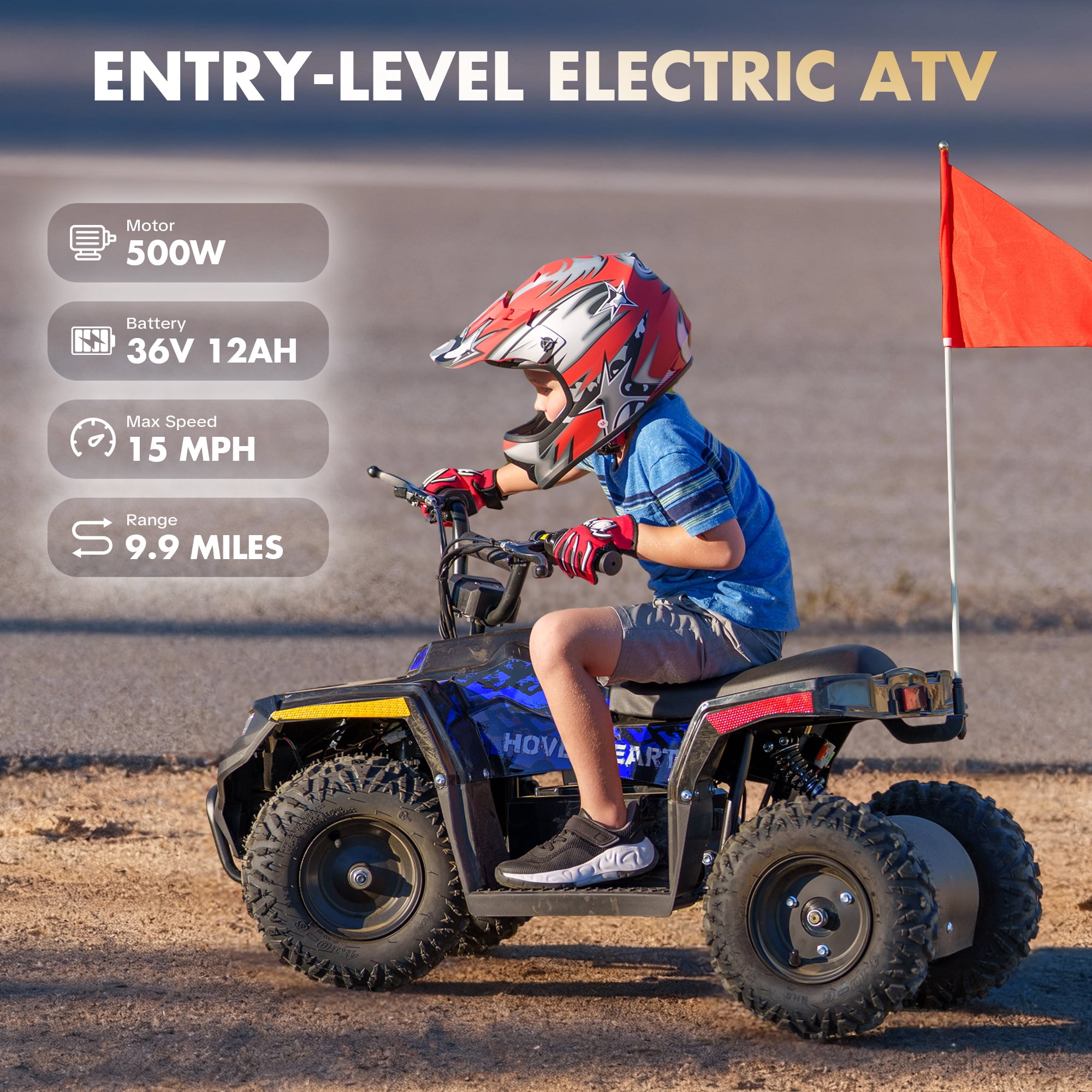 HOVER HEART Electric ATV, 36V 500W Powerful Motor, 8-10 Mile Range, Dual Suspensions