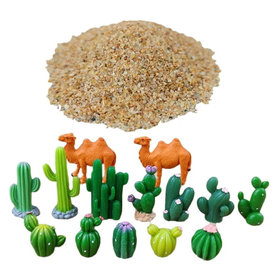 VORCOOL Tiny Cactus Figurines Miniature Desert Scene Cactus And Set Resin Material For Indoor Decoration 1Set
