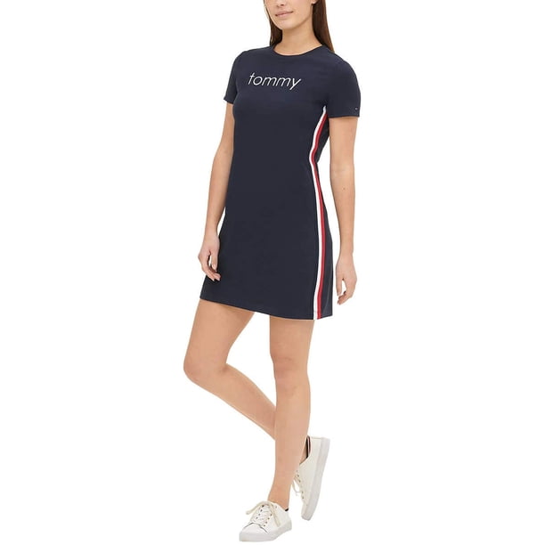 Tommy Hilfiger Womens Cotton T Shirt Dress Navy Walmart Com 