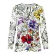 thumbnail image 4 of hxobax Womens Casual Blouse Floral Long Sleeve Shirts Tunic Top for Leggings Crewneck Pleated Tshirt, 4 of 5