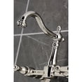 thumbnail image 3 of Kingston Brass KS1266AL Heritage Double-Handle Wall-Mount Bridge Kitchen Faucet, Polished Nickel, 3 of 7