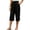Black, variant on Women Casual Capri Pants with Pockets Cozy Loose Straight Leg Summer Capris Pull On Elastic Waist Button Cropped Trousers Army Green 3XL
