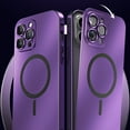 thumbnail image 4 of Magnetic Case for iPhone 14 Plus Compatible with MagSafe with Camera Lens Protector Secure Lock - Metal Aluminum Alloy Bumper Shockproof Protection Cover for iPhone 14 Plus, Purple, 4 of 11