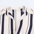 thumbnail image 5 of HH TRAF Blusa elegante de verano para mujer, con textura satinada, cuello vuelto, manga larga, estampado, botonadura sencilla, blusa a rayas para mujer, 5 of 5