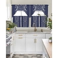 thumbnail image 4 of Japanese Swag Kitchen Curtains Sets for Windows 24 Inch Length, Navy Blue Country Flowers Leaves Aesthetic Short Window Curtain Panels Swags Valances and Tiers 3 Piece Set for Cafe/Dining Room, 4 of 5
