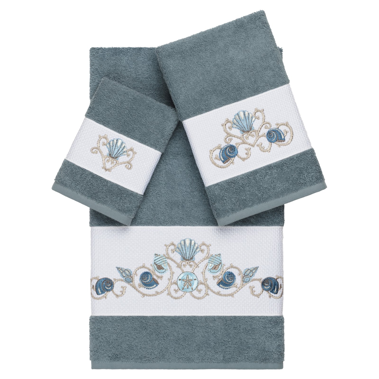 Linum Home Textiles Bella 3 Piece Embellished Turkish Cotton Towel Set