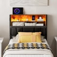thumbnail image 4 of ARICOEASY Twin XL Upholstered Headboard with Hidden Storage LED Lights Charging Station and 2 Outlets, Black, 4 of 9
