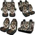 thumbnail image 3 of Uorisanigo 10 Pieces Aztec Wolf Automobile Seat Cover Sets with Car Steering Wheel Cover and Car Seat Belt Cover Cars Water Cup Coaster Keychains Soft Anti-slip Auto Interior for Cars SUVs, 3 of 7