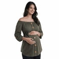 thumbnail image 1 of Blusa Maternidad Off Shoulder Rayón Fresca Cómoda Ropa Embarazo Blusa Mujer Versátil Color Verde Militar, 1 of 2