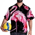 thumbnail image 4 of Flamingo Tropical Rainforest Men's Hawaiian Button Down Short Sleeve Casual Printed Summer Beach Unisex Shirt, 4 of 6