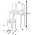 thumbnail image 2 of Ktaxon Kids Princess Wooden Vanity Desk w/ Folding Mirror,Stool,Drawer White, 2 of 8