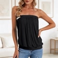thumbnail image 2 of Tube Tops for Women Summer Sleeveless Strapless Bandeau Tank Top Casual Blouse Off The Shoulder Shirts, 2 of 6
