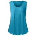 thumbnail image 6 of QUINDOS Tank Tops for Women Sky Blue Workout Summer Fashion Solid Vest Round-Neck Loose Sleeveless T-shirt Pullover Tops Camisoles for Women, 6 of 6