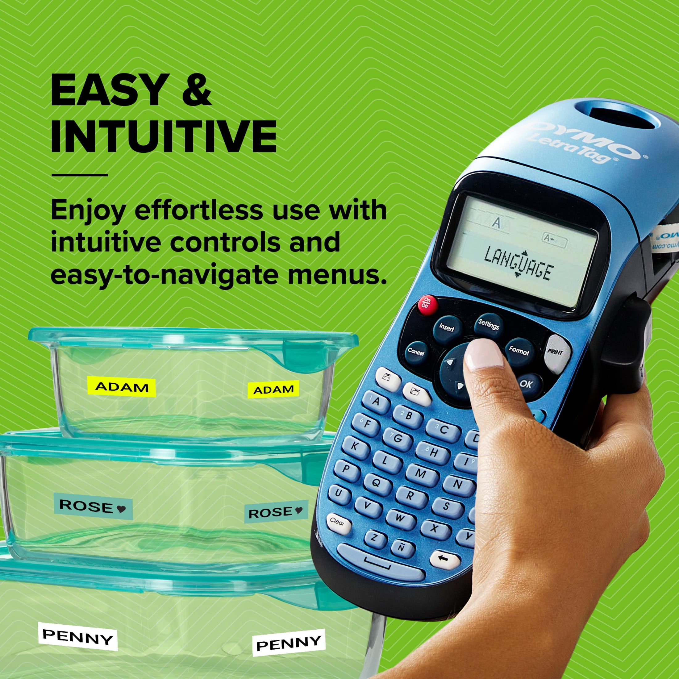 DYMO Label Maker, LetraTag 100H Handheld Label Maker, Easy-to-Use, 13 Character LCD Screen, Great for Home & Office Organization, Blue