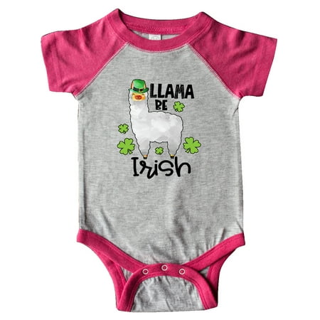 

Inktastic St. Patrick s Day Llama Be Irish with Green Shamrocks Gift Baby Boy or Baby Girl Bodysuit