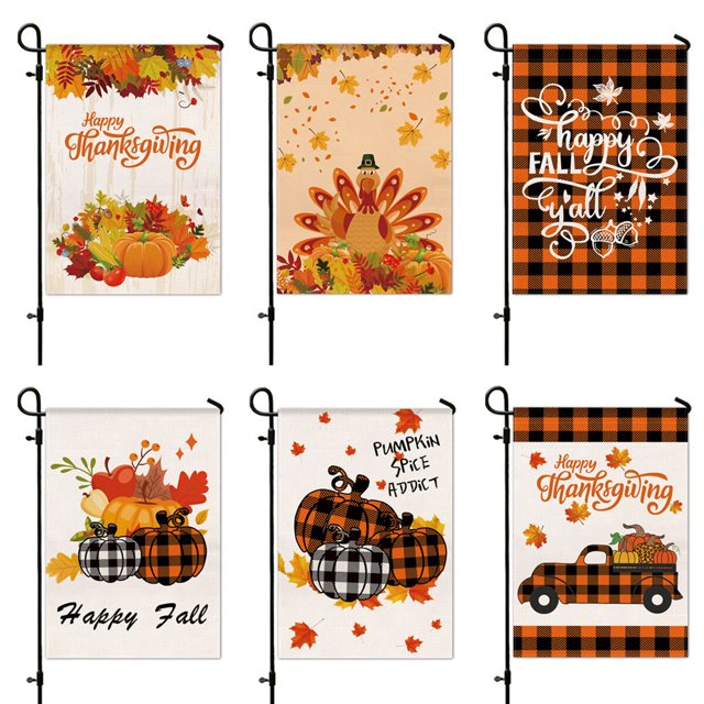 30x45cm Happy Fall Thanksgiving Garden Flag Vertical Double Sided Pumpkin Gnomes Farmhouse Autumn Banner Yard Outdoor Decoration2China He Qiyong unisex