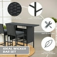 thumbnail image 6 of AVAWING 3PCS Outdoor Patio Rattan Bar Table and Chairs Set w/ Removable Cushion, Black, 6 of 7