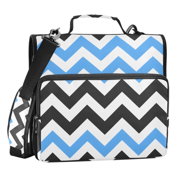 ALAZA Zipper Binder Blue Black Lines 3 Ring Trapper Keeper File Folder Organizer Bag