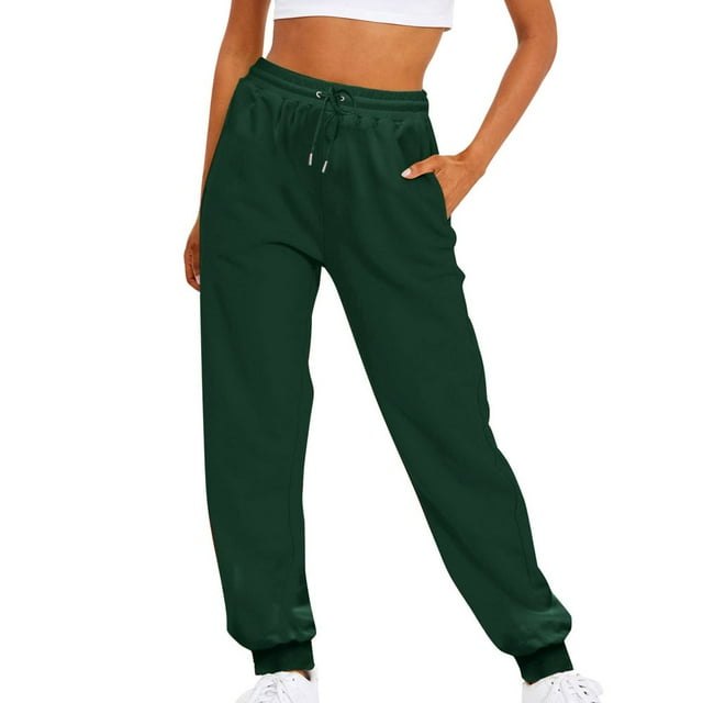 CHUANK Pantalon de Jogging pour Femmes, Pantalon de Sport de Course, Vert Armée, 1