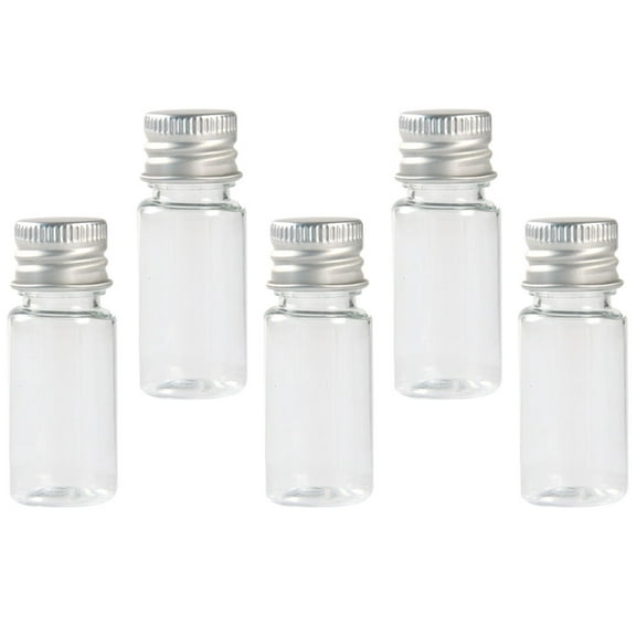 5-Pack Small Glass Bottles with Lids, Travel-Sized Jars for Lotion, Cream, Essential Oils, and Toiletries with Aluminum Caps