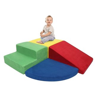 6-Piece Baby Foam Climbing Blocks Set - Soft Play Gym For Toddlers, PU Leather, Red 3 thumbnail image