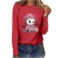 thumbnail image 7 of Xdegoge Women's Halloween Long Sleeve T-Shirts Cute Skeleton Pumpkin Print Crewneck Pullover Sweatshirts Novelty Fall Graphic Tees Casual Holiday Tops Comfortable Autumn Wear, 7 of 7